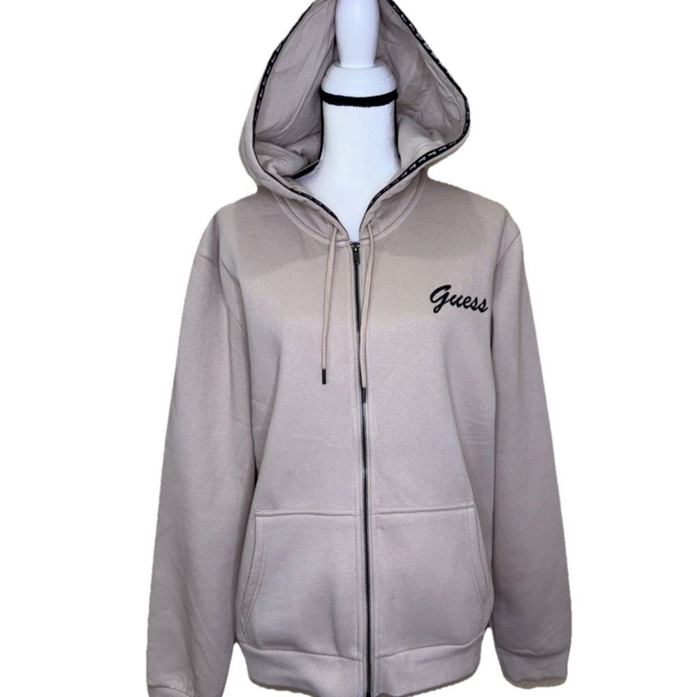 Guess Beige Full Zip Hoodie Women’s Size XL NEW EDEAN EZ Cemento Fleece Lined